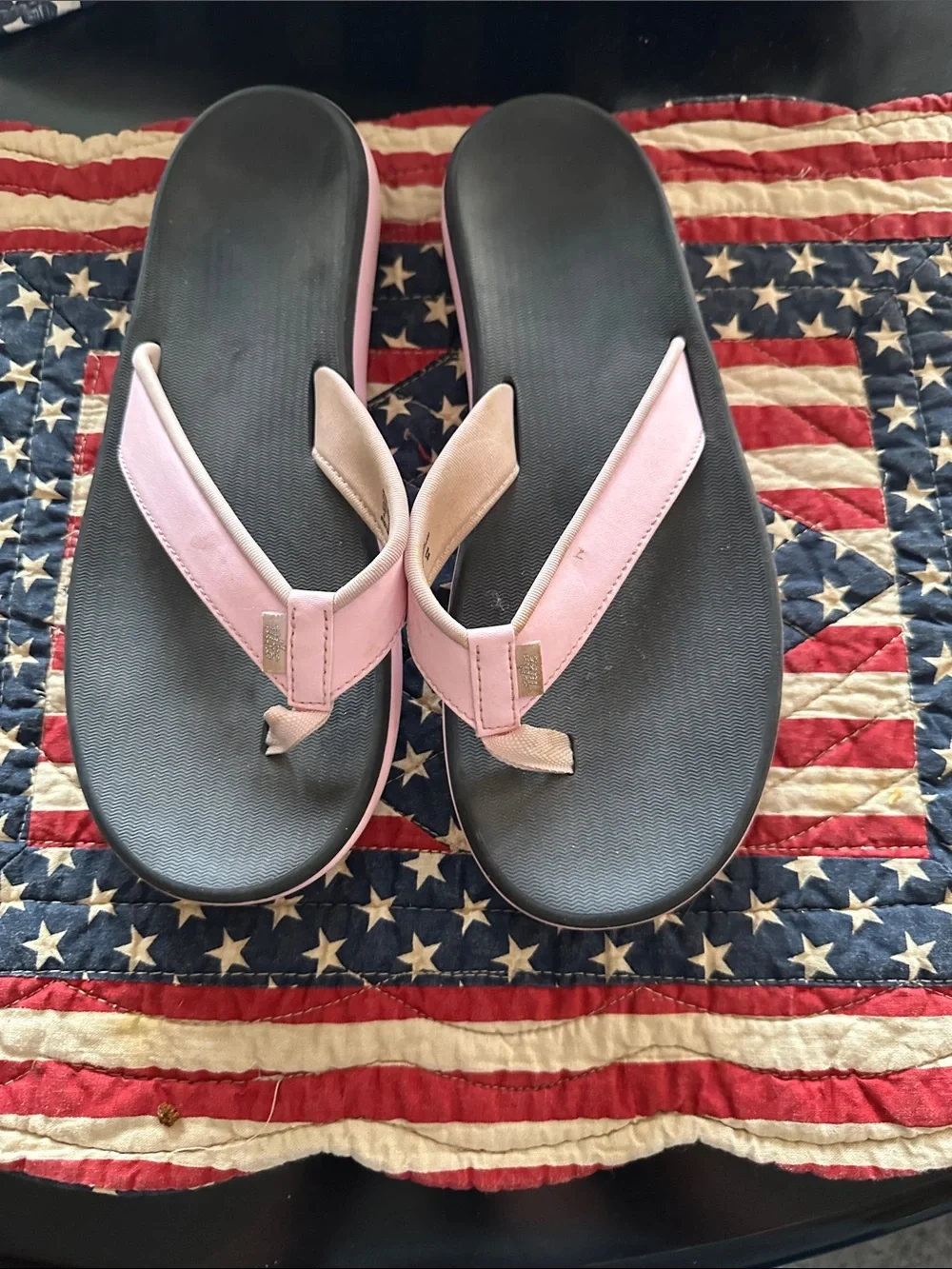 Nike Women's Pink and Black Foam Flip Flop Sandals